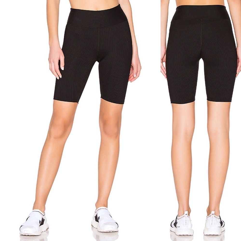 Bandier Year of Ours Black Ribbed Biker Shorts Size XS
